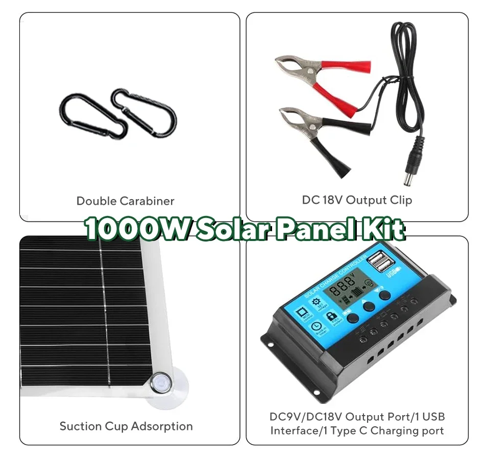 1000W 태양광 패널 키트, 12V 태양광 셀 10A - Solar Panel Monocrystalline 리뷰 및 가격
